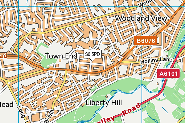 S6 5PD map - OS VectorMap District (Ordnance Survey)