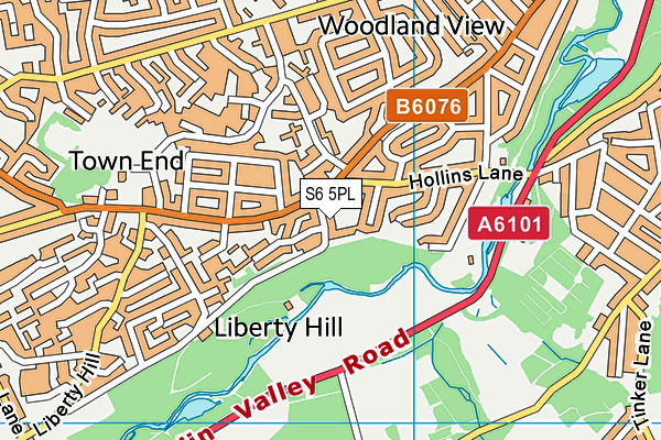 S6 5PL map - OS VectorMap District (Ordnance Survey)