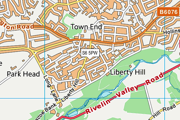 S6 5PW map - OS VectorMap District (Ordnance Survey)