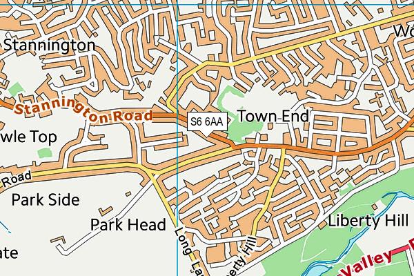 S6 6AA map - OS VectorMap District (Ordnance Survey)