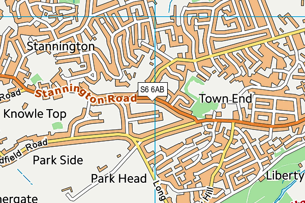 S6 6AB map - OS VectorMap District (Ordnance Survey)