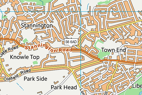 S6 6AD map - OS VectorMap District (Ordnance Survey)