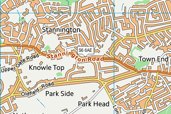 S6 6AE map - OS VectorMap District (Ordnance Survey)