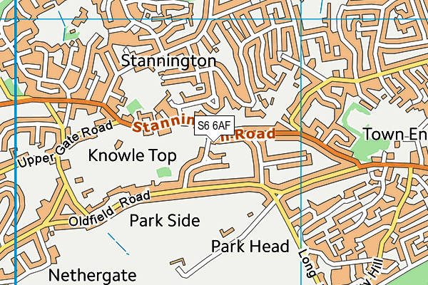 S6 6AF map - OS VectorMap District (Ordnance Survey)