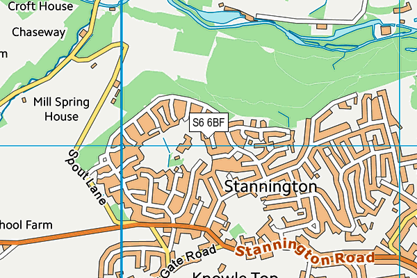 S6 6BF map - OS VectorMap District (Ordnance Survey)