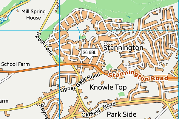 S6 6BL map - OS VectorMap District (Ordnance Survey)