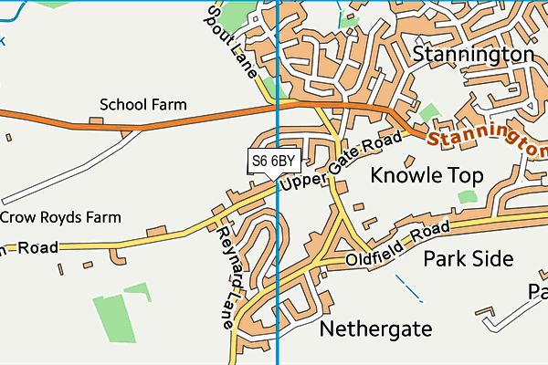 S6 6BY map - OS VectorMap District (Ordnance Survey)