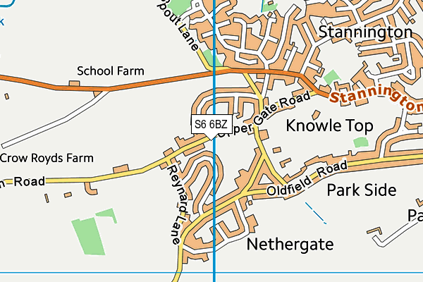 S6 6BZ map - OS VectorMap District (Ordnance Survey)