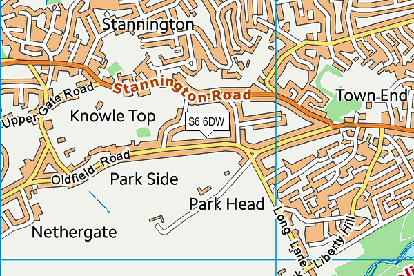 S6 6DW map - OS VectorMap District (Ordnance Survey)
