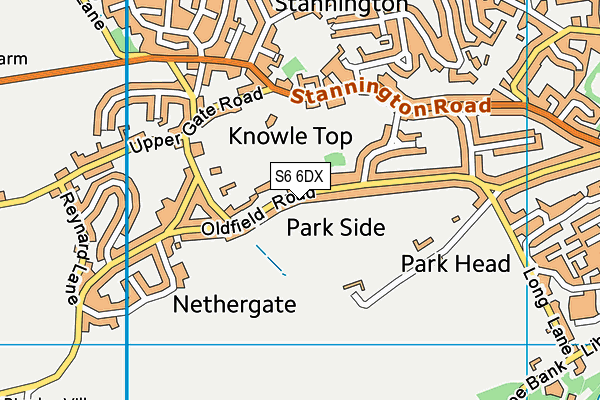 S6 6DX map - OS VectorMap District (Ordnance Survey)