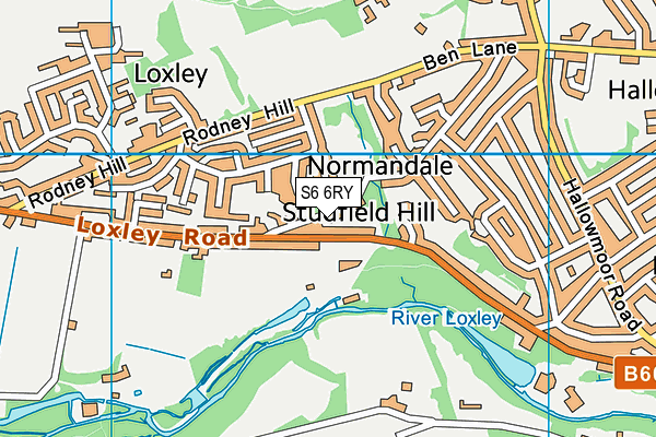 S6 6RY map - OS VectorMap District (Ordnance Survey)