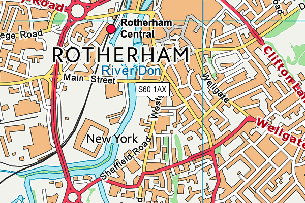 S60 1AX map - OS VectorMap District (Ordnance Survey)