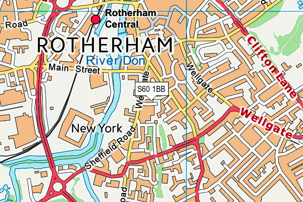 S60 1BB map - OS VectorMap District (Ordnance Survey)