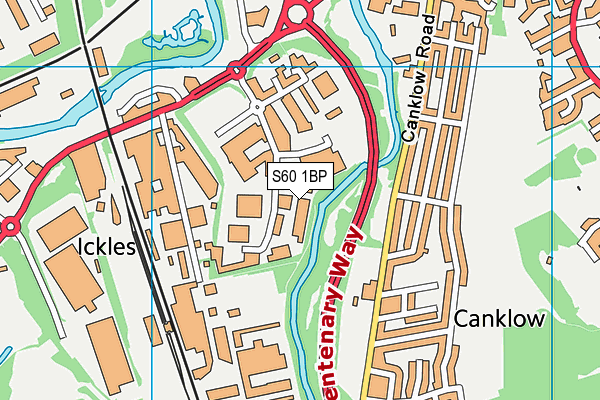 S60 1BP map - OS VectorMap District (Ordnance Survey)