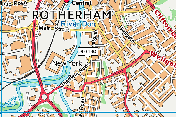 S60 1BQ map - OS VectorMap District (Ordnance Survey)