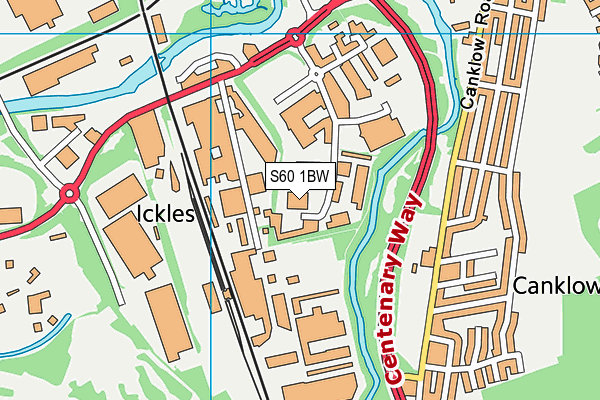 S60 1BW map - OS VectorMap District (Ordnance Survey)