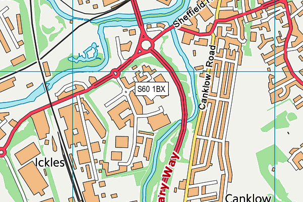 S60 1BX map - OS VectorMap District (Ordnance Survey)