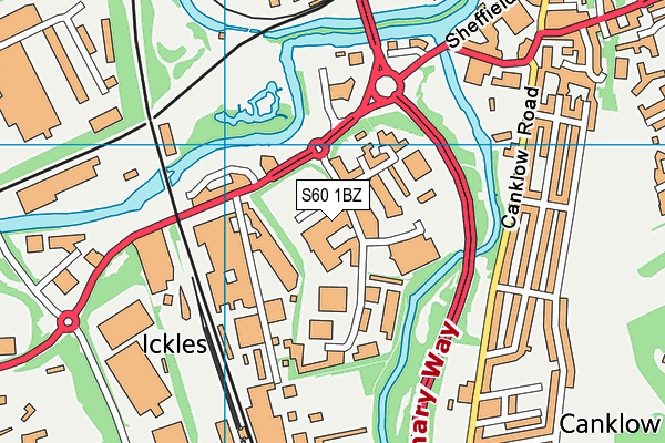 S60 1BZ map - OS VectorMap District (Ordnance Survey)