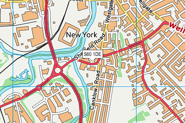 S60 1DE map - OS VectorMap District (Ordnance Survey)