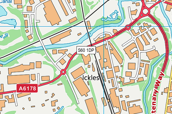 S60 1DP map - OS VectorMap District (Ordnance Survey)