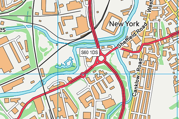 S60 1DS map - OS VectorMap District (Ordnance Survey)