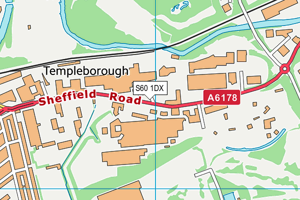 S60 1DX map - OS VectorMap District (Ordnance Survey)