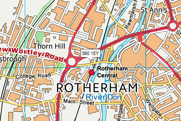 S60 1EY map - OS VectorMap District (Ordnance Survey)