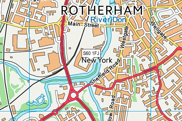 Rotherham United Fc (New York Stadium) map (S60 1FJ) - OS VectorMap District (Ordnance Survey)