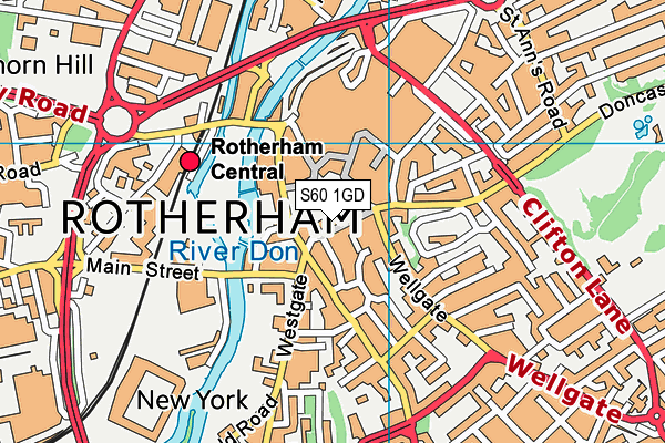 S60 1GD map - OS VectorMap District (Ordnance Survey)