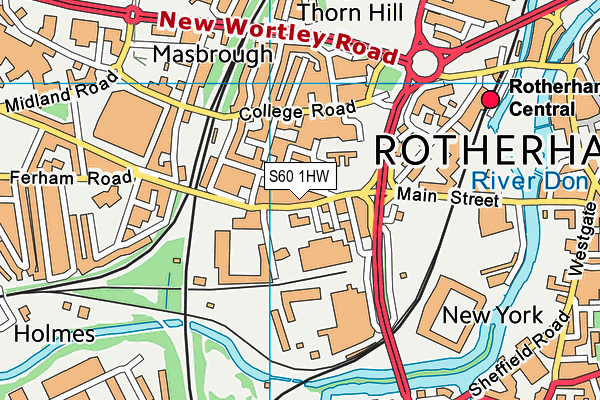 S60 1HW map - OS VectorMap District (Ordnance Survey)