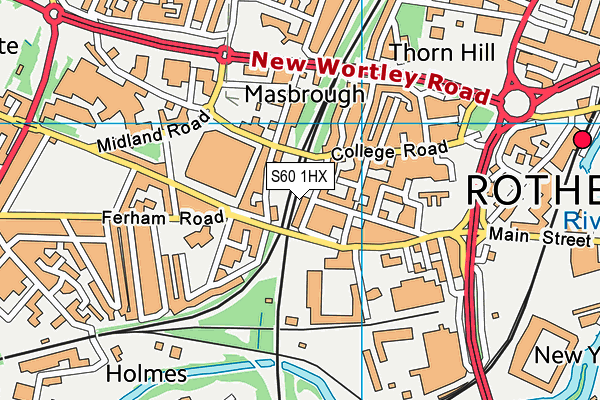 S60 1HX map - OS VectorMap District (Ordnance Survey)