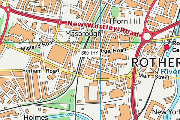 S60 1HY map - OS VectorMap District (Ordnance Survey)