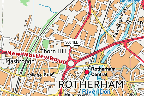 Jd Gyms (Rotherham) map (S60 1LD) - OS VectorMap District (Ordnance Survey)