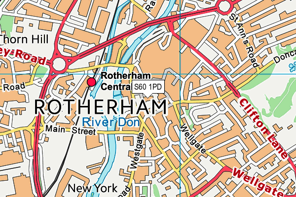 S60 1PD map - OS VectorMap District (Ordnance Survey)