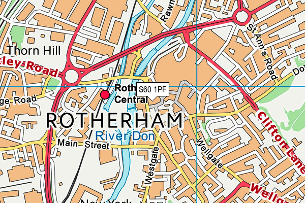 S60 1PF map - OS VectorMap District (Ordnance Survey)