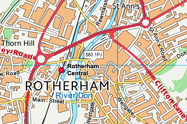 S60 1PJ map - OS VectorMap District (Ordnance Survey)