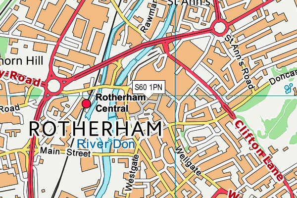 S60 1PN map - OS VectorMap District (Ordnance Survey)