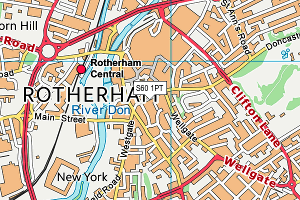 S60 1PT map - OS VectorMap District (Ordnance Survey)