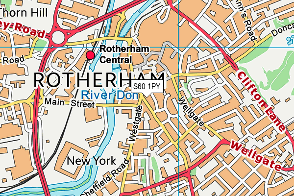 S60 1PY map - OS VectorMap District (Ordnance Survey)