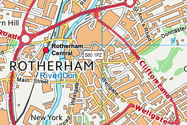 S60 1PZ map - OS VectorMap District (Ordnance Survey)