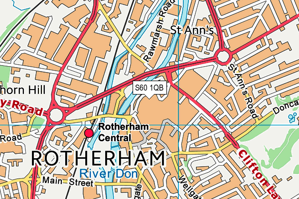 S60 1QB map - OS VectorMap District (Ordnance Survey)