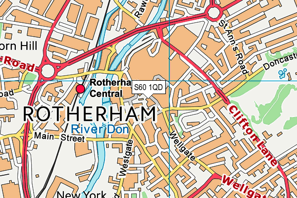 S60 1QD map - OS VectorMap District (Ordnance Survey)