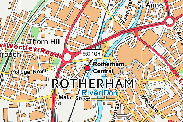 S60 1QH map - OS VectorMap District (Ordnance Survey)