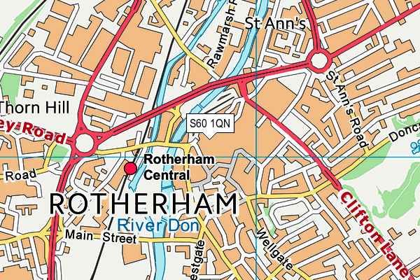 S60 1QN map - OS VectorMap District (Ordnance Survey)