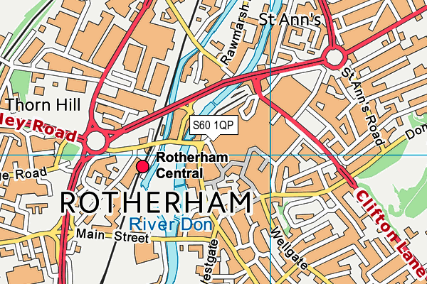 S60 1QP map - OS VectorMap District (Ordnance Survey)