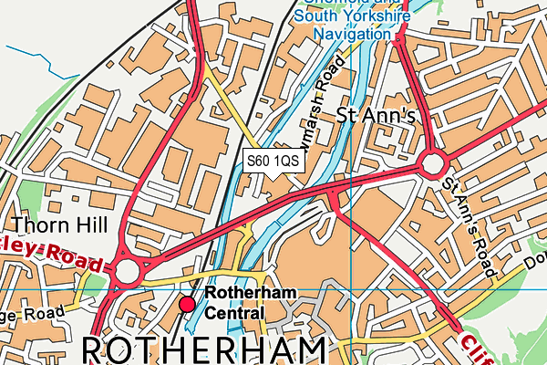 S60 1QS map - OS VectorMap District (Ordnance Survey)