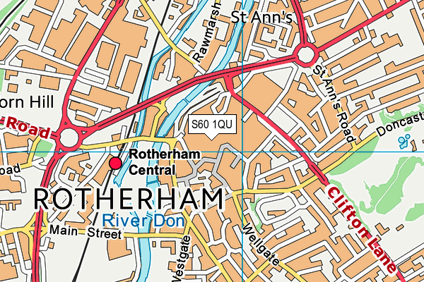 S60 1QU map - OS VectorMap District (Ordnance Survey)