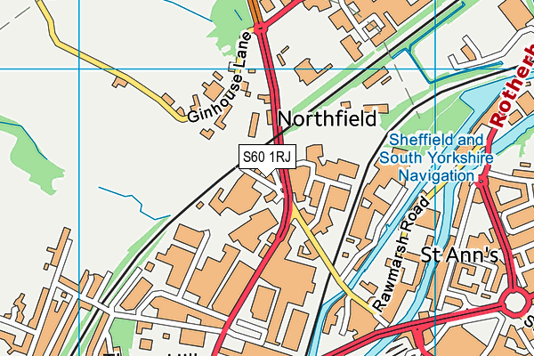 S60 1RJ map - OS VectorMap District (Ordnance Survey)