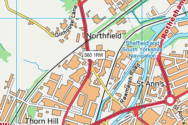 S60 1RW map - OS VectorMap District (Ordnance Survey)