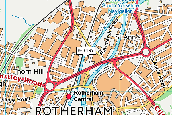 S60 1RY map - OS VectorMap District (Ordnance Survey)